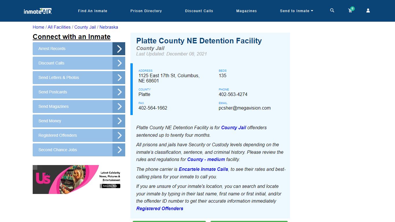 Platte County NE Detention Facility - Inmate Locator